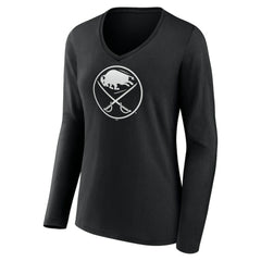 Buffalo Sabres Women's Personalized Name & Number Monochrome Long Sleeve V-Neck T-Shirt - Black - NHL 201281437