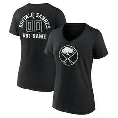 Buffalo Sabres Women's Personalized Name & Number Monochrome V-Neck T-Shirt - Black - NHL 201281439