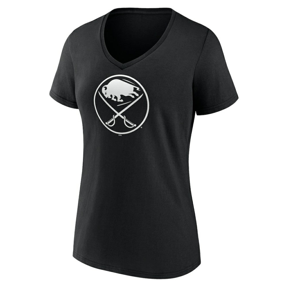 Buffalo Sabres Women's Personalized Name & Number Monochrome V-Neck T-Shirt - Black - NHL 201281439