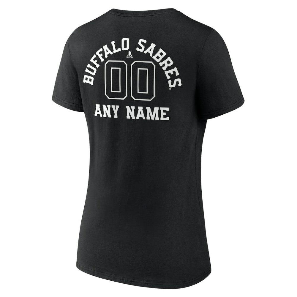 Buffalo Sabres Women's Personalized Name & Number Monochrome V-Neck T-Shirt - Black - NHL 201281439