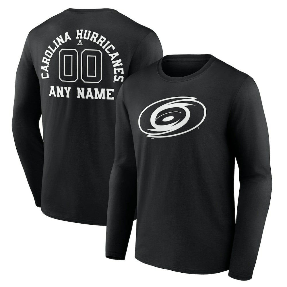 Carolina Hurricanes Personalized Name & Number Monochrome Long Sleeve T-Shirt - Black - NHL 201281446