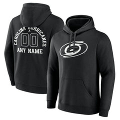 Carolina Hurricanes Personalized Name & Number Monochrome Pullover Hoodie - Black - NHL 201281447
