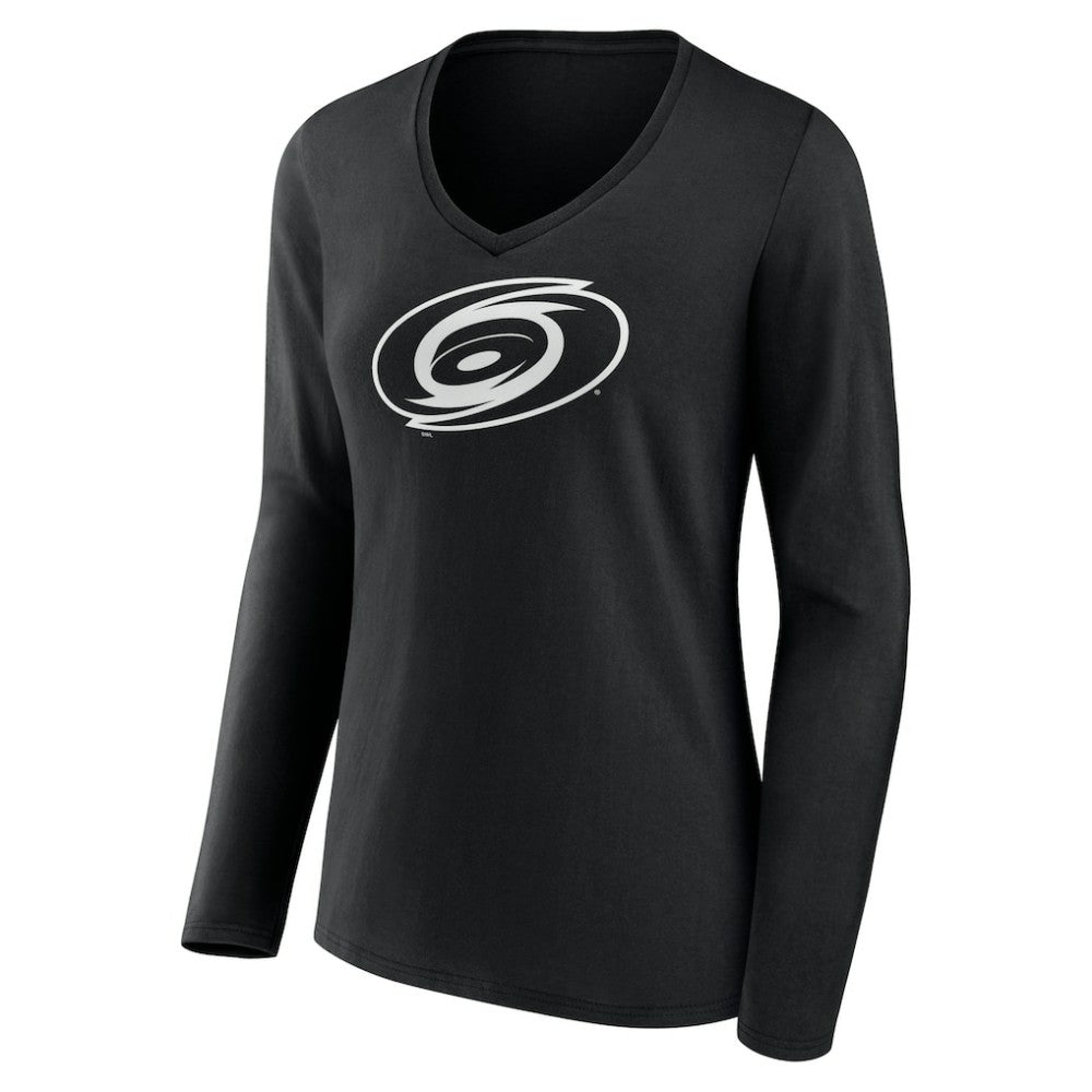 Carolina Hurricanes Women's Personalized Name & Number Monochrome Long Sleeve V-Neck T-Shirt - Black - NHL 201281449