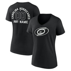 Carolina Hurricanes Women's Personalized Name & Number Monochrome V-Neck T-Shirt - Black - NHL 201281451