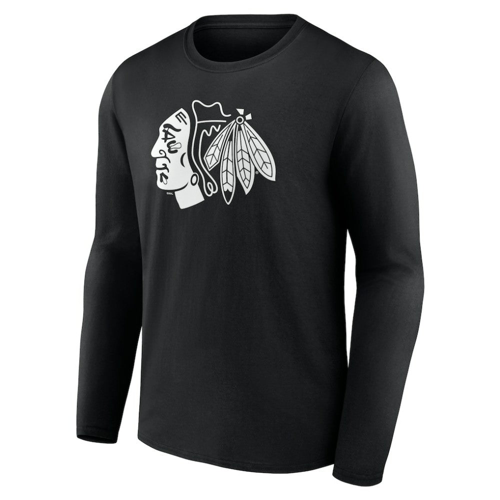 Chicago Blackhawks Personalized Name & Number Monochrome Long Sleeve T-Shirt - Black - NHL 201281452