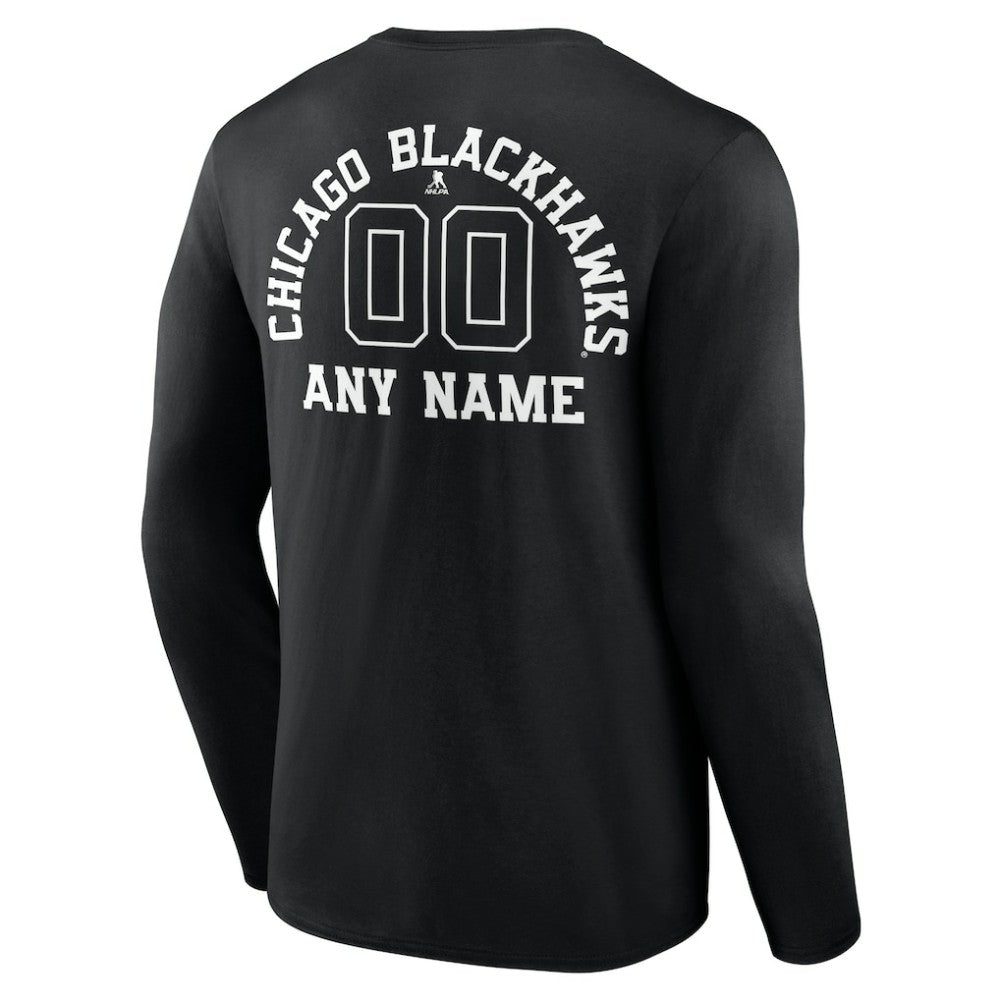 Chicago Blackhawks Personalized Name & Number Monochrome Long Sleeve T-Shirt - Black - NHL 201281452