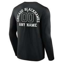 Chicago Blackhawks Personalized Name & Number Monochrome Long Sleeve T-Shirt - Black - NHL 201281452