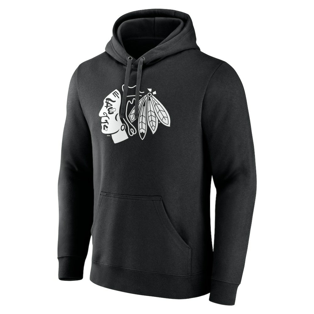 Chicago Blackhawks Personalized Name & Number Monochrome Pullover Hoodie - Black - NHL 201281453