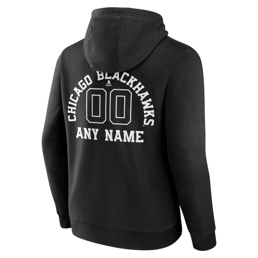 Chicago Blackhawks Personalized Name & Number Monochrome Pullover Hoodie - Black - NHL 201281453