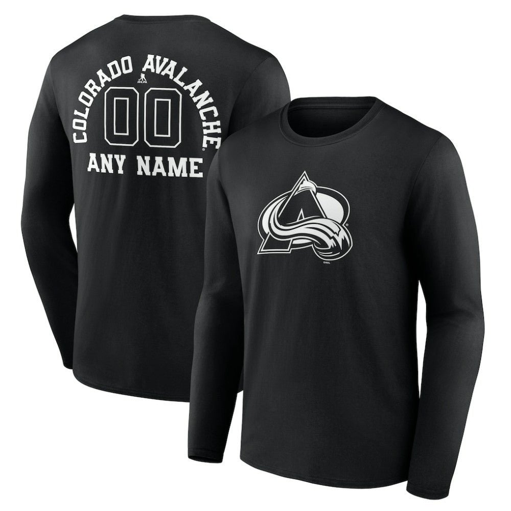 Colorado Avalanche Personalized Name & Number Monochrome Long Sleeve T-Shirt - Black - NHL 201281458