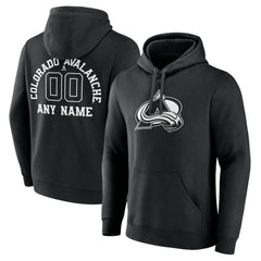 Colorado Avalanche Personalized Name & Number Monochrome Pullover Hoodie - Black - NHL 201281459