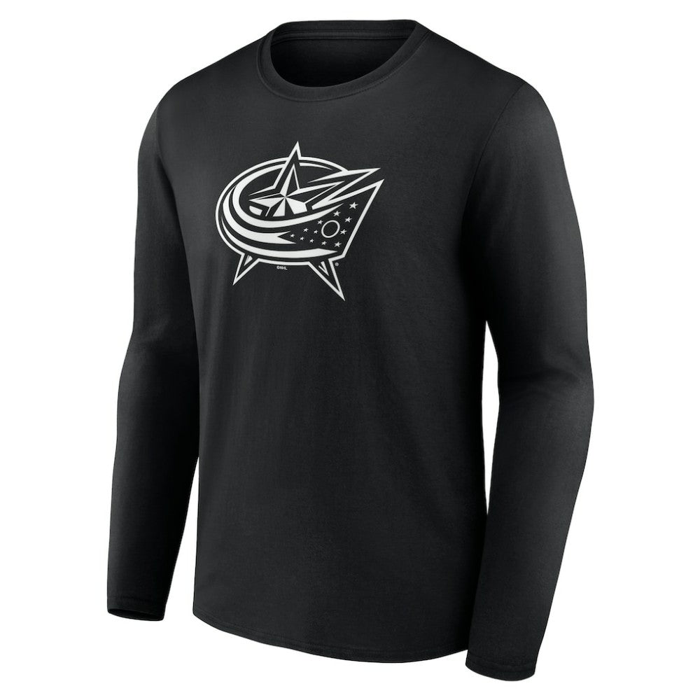 Columbus Blue Jackets Personalized Name & Number Monochrome Long Sleeve T-Shirt - Black - NHL 201281464