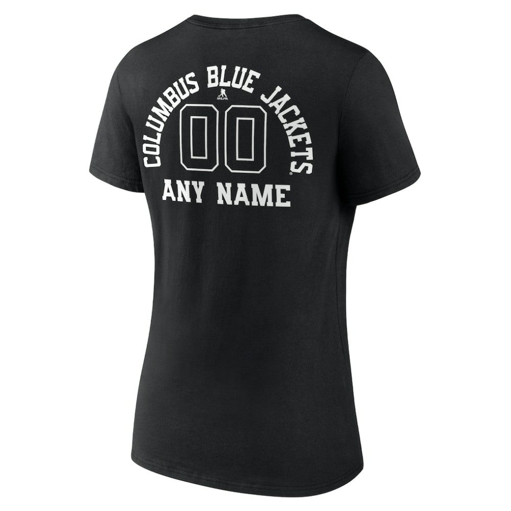 Columbus Blue Jackets Women's Personalized Name & Number Monochrome V-Neck T-Shirt - Black - NHL 201281469