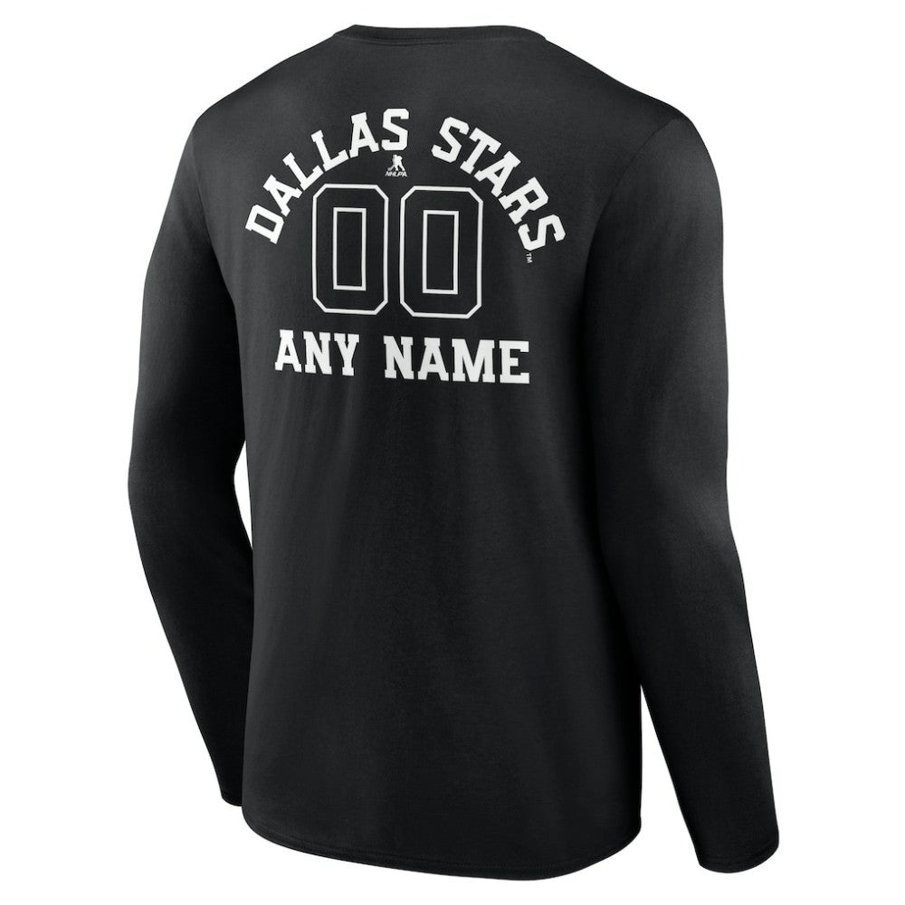 Dallas Stars Personalized Name & Number Monochrome Long Sleeve T-Shirt - Black - NHL 201281470
