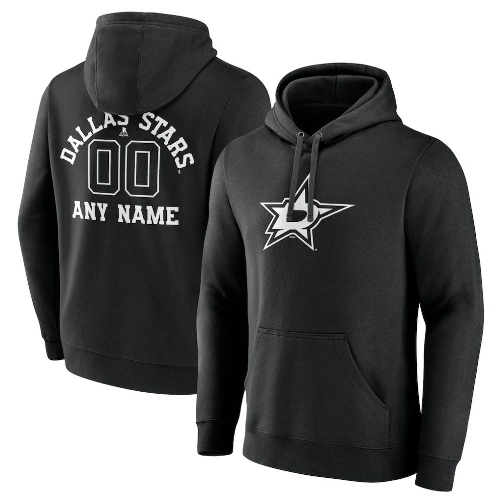 Dallas Stars Personalized Name & Number Monochrome Pullover Hoodie - Black - NHL 201281471