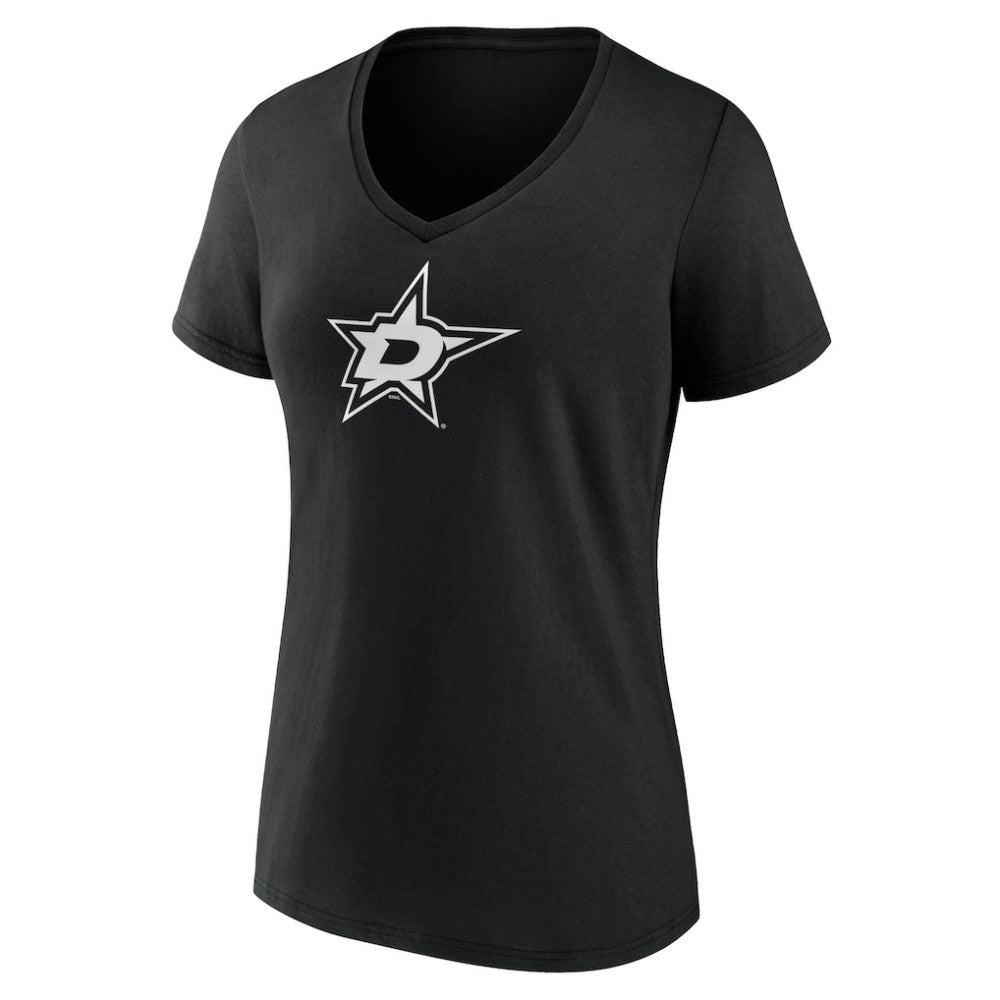 Dallas Stars Women's Personalized Name & Number Monochrome V-Neck T-Shirt - Black - NHL 201281475