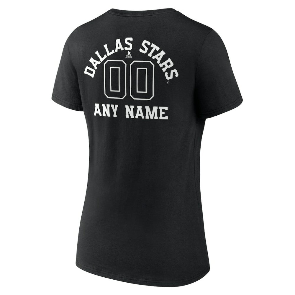 Dallas Stars Women's Personalized Name & Number Monochrome V-Neck T-Shirt - Black - NHL 201281475