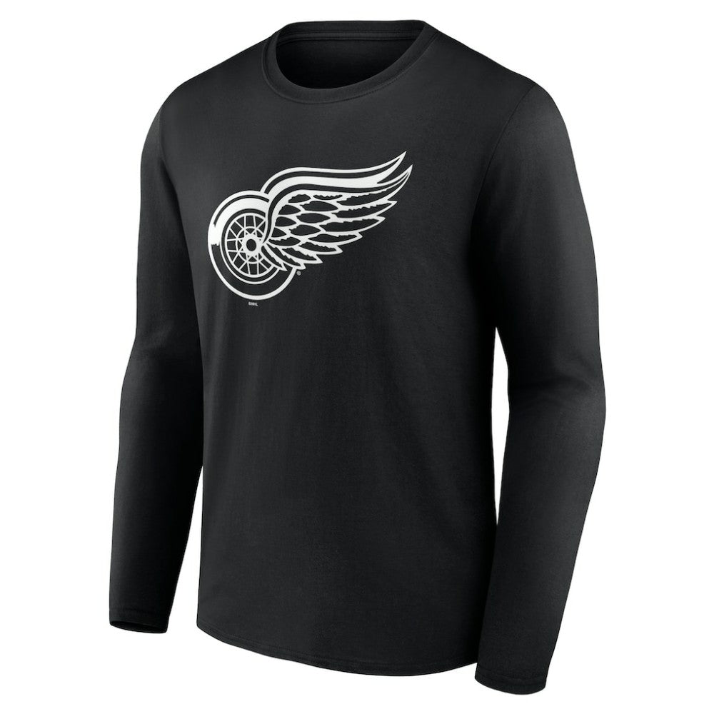 Detroit Red Wings Personalized Name & Number Monochrome Long Sleeve T-Shirt - Black - NHL 201281476