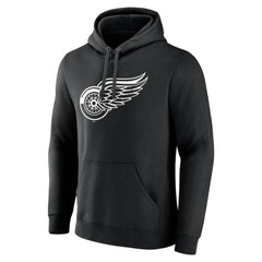 Detroit Red Wings Personalized Name & Number Monochrome Pullover Hoodie - Black - NHL 201281477