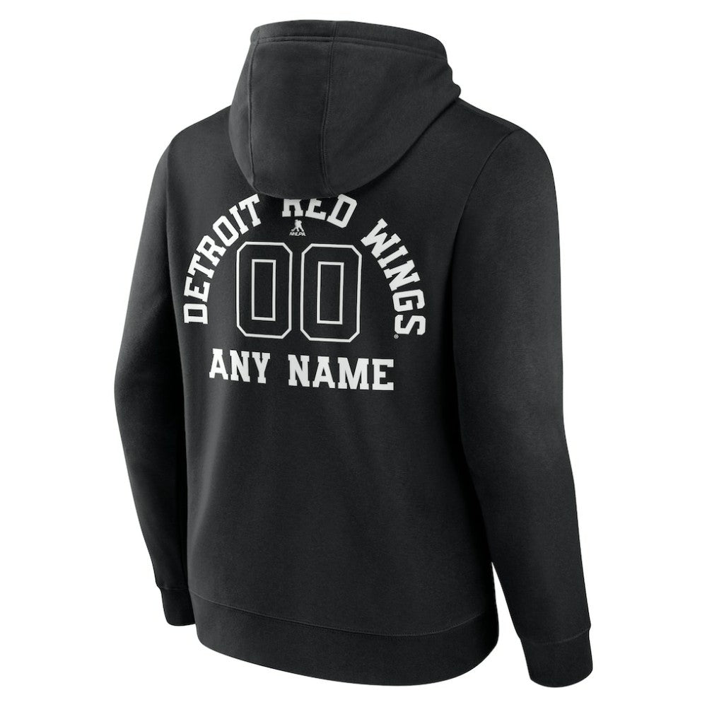 Detroit Red Wings Personalized Name & Number Monochrome Pullover Hoodie - Black - NHL 201281477