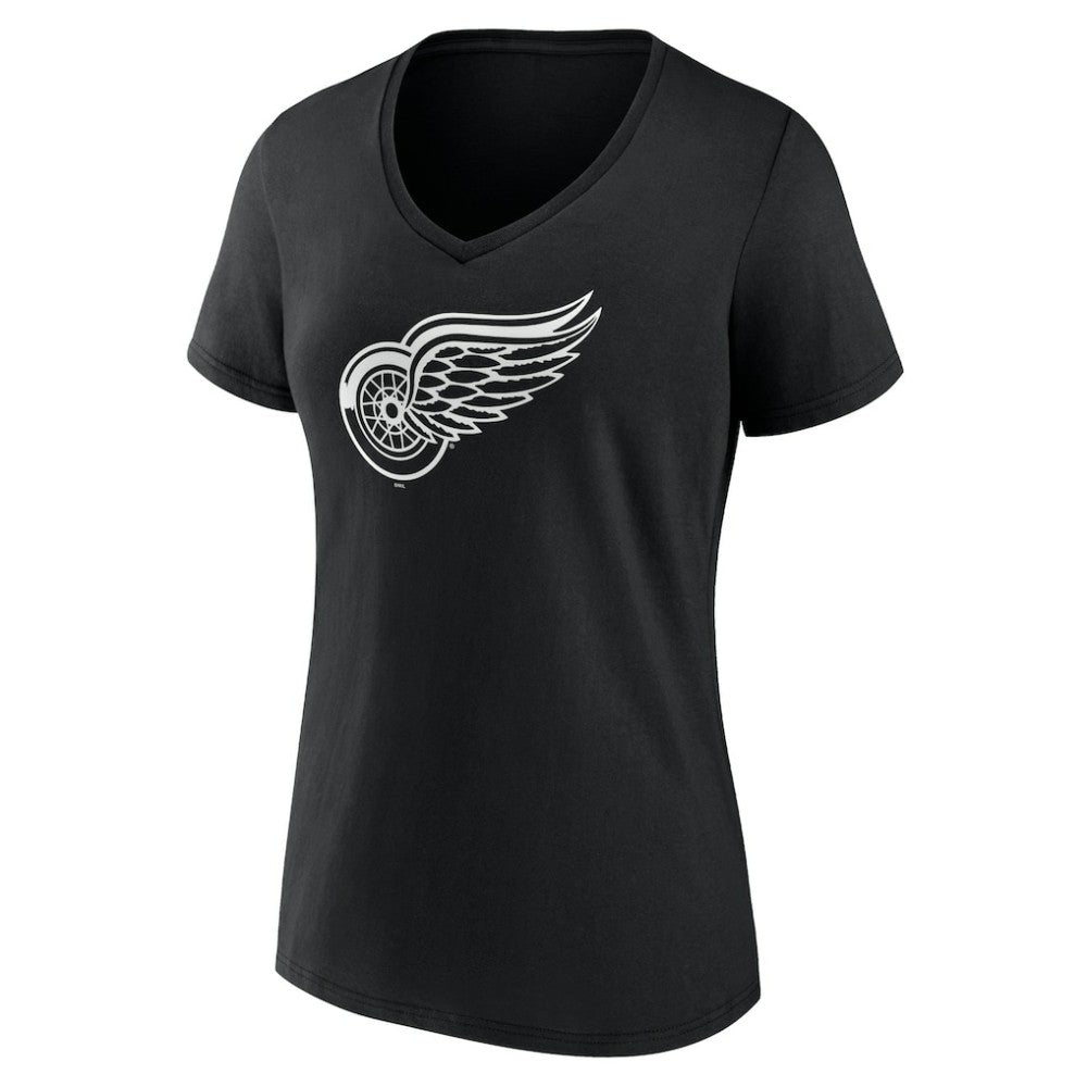 Detroit Red Wings Women's Personalized Name & Number Monochrome V-Neck T-Shirt - Black - NHL 201281481