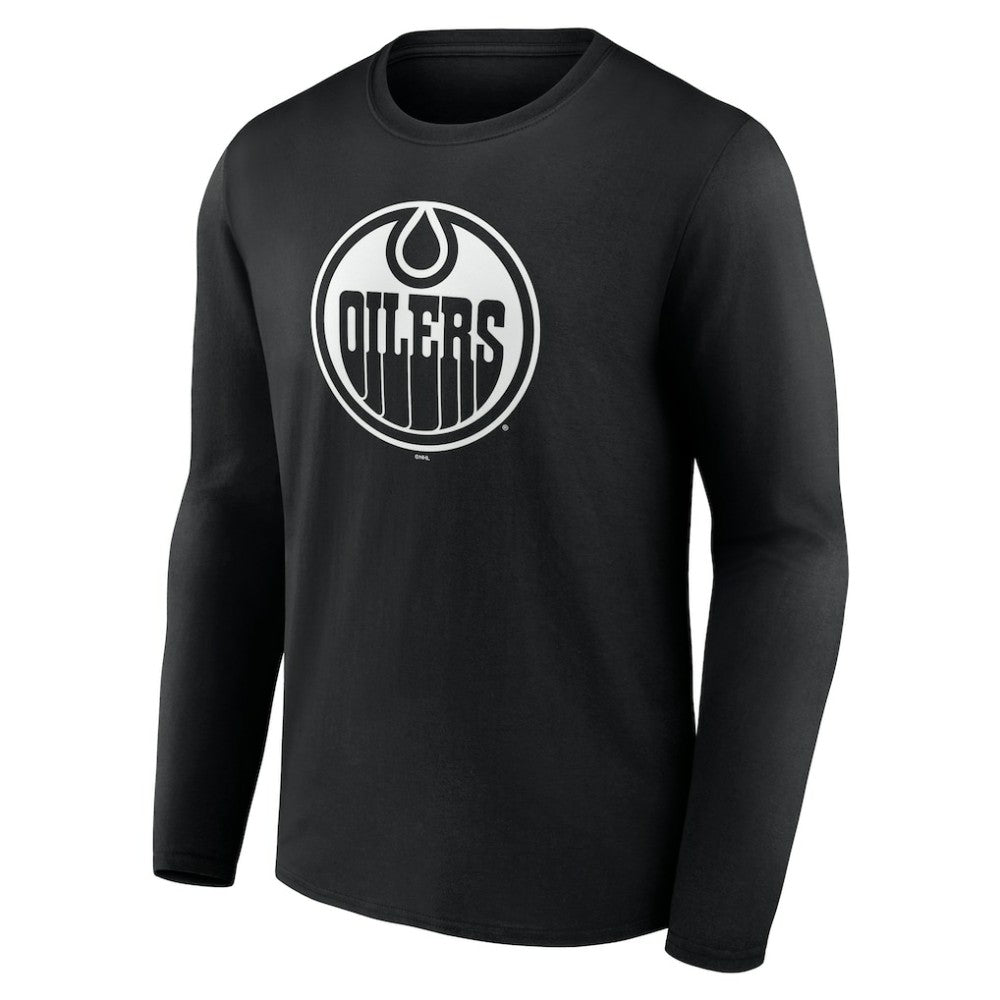 Edmonton Oilers Personalized Name & Number Monochrome Long Sleeve T-Shirt - Black - NHL 201281482