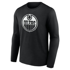 Edmonton Oilers Personalized Name & Number Monochrome Long Sleeve T-Shirt - Black - NHL 201281482
