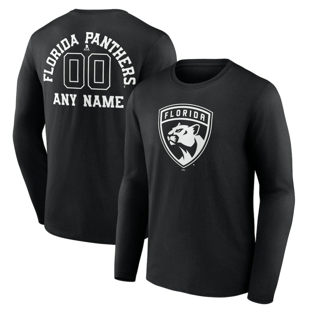 Florida Panthers Personalized Name & Number Monochrome Long Sleeve T-Shirt - Black - NHL 201281488