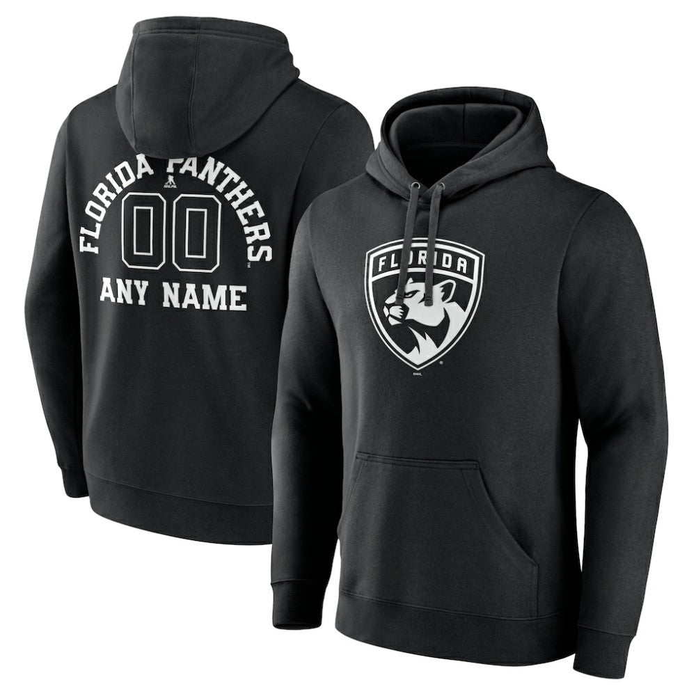 Florida Panthers Personalized Name & Number Monochrome Pullover Hoodie - Black - NHL 201281489