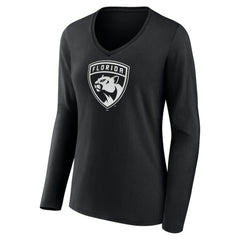 Florida Panthers Women's Personalized Name & Number Monochrome Long Sleeve V-Neck T-Shirt - Black - NHL 201281491