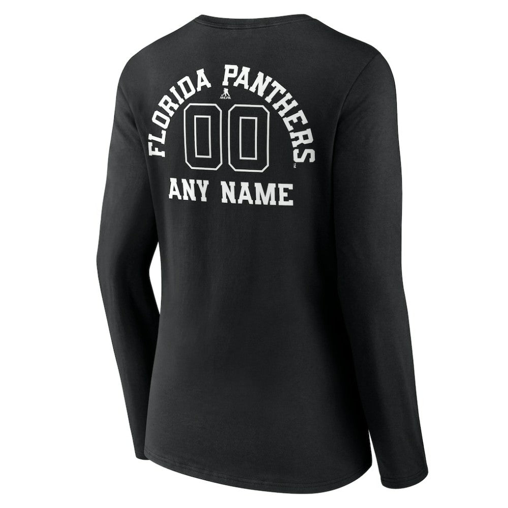 Florida Panthers Women's Personalized Name & Number Monochrome Long Sleeve V-Neck T-Shirt - Black - NHL 201281491