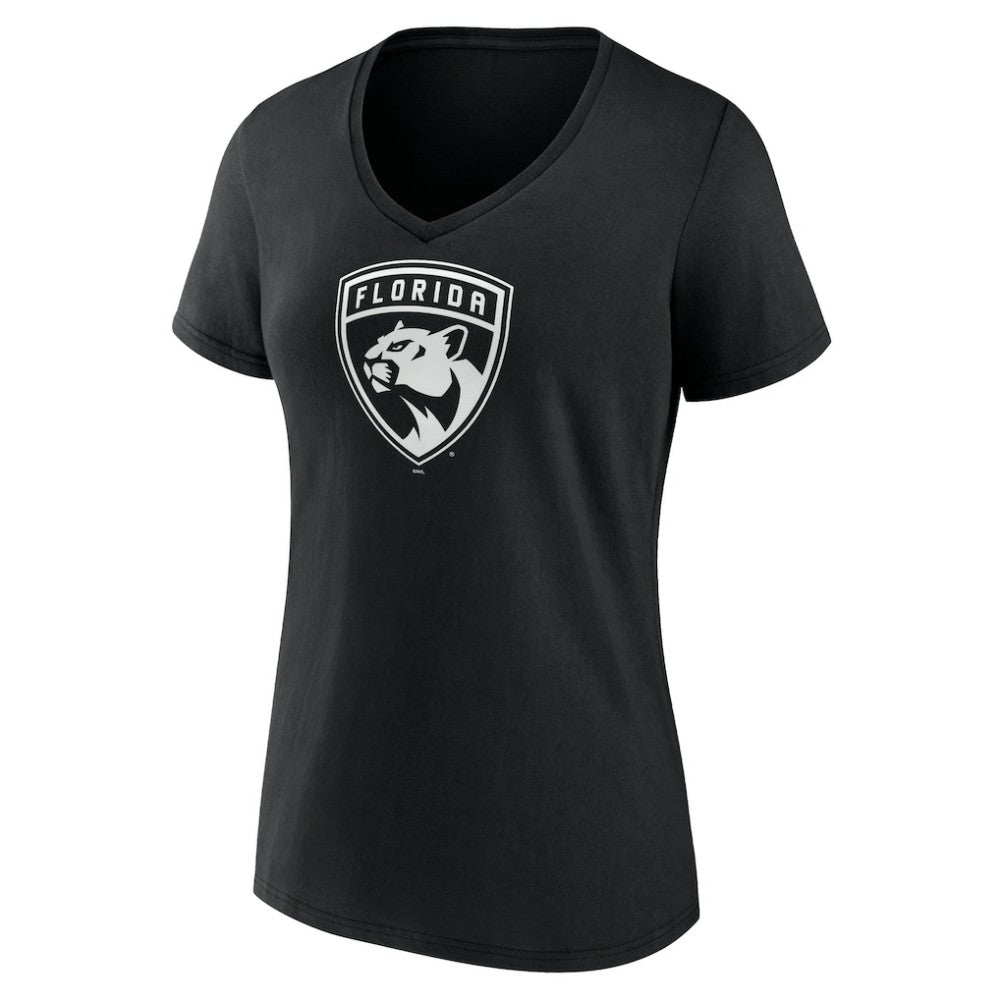 Florida Panthers Women's Personalized Name & Number Monochrome V-Neck T-Shirt - Black - NHL 201281493