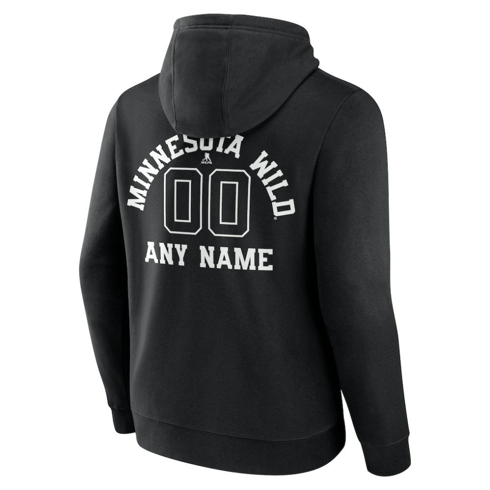 Minnesota Wild Personalized Name & Number Monochrome Pullover Hoodie - Black - NHL 201281501