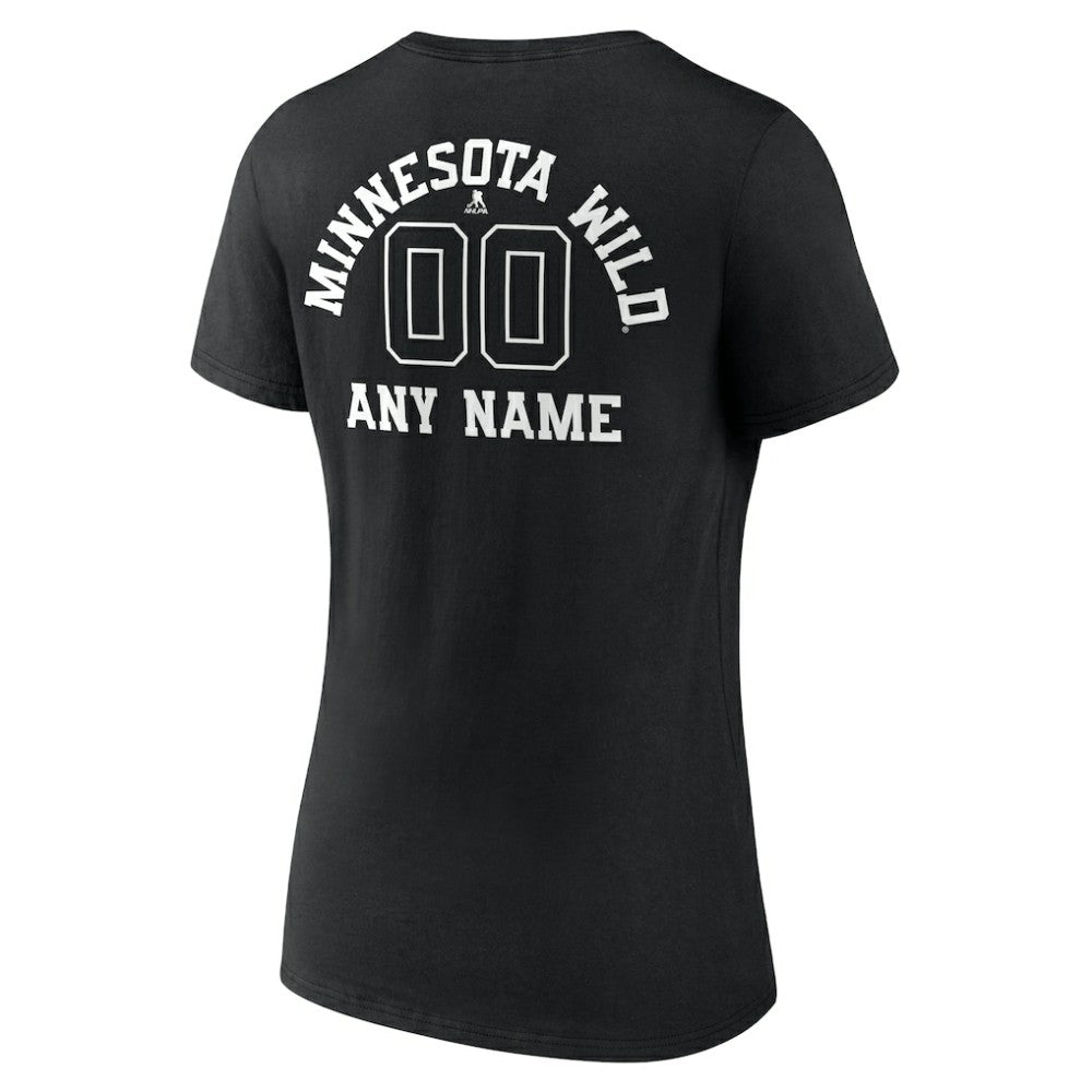 Minnesota Wild Women's Personalized Name & Number Monochrome V-Neck T-Shirt - Black - NHL 201281505
