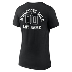 Minnesota Wild Women's Personalized Name & Number Monochrome V-Neck T-Shirt - Black - NHL 201281505