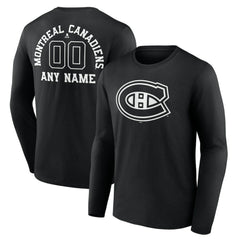 Montreal Canadiens Personalized Name & Number Monochrome Long Sleeve T-Shirt - Black - NHL 201281506