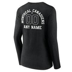 Montreal Canadiens Women's Personalized Name & Number Monochrome Long Sleeve V-Neck T-Shirt - Black - NHL 201281509