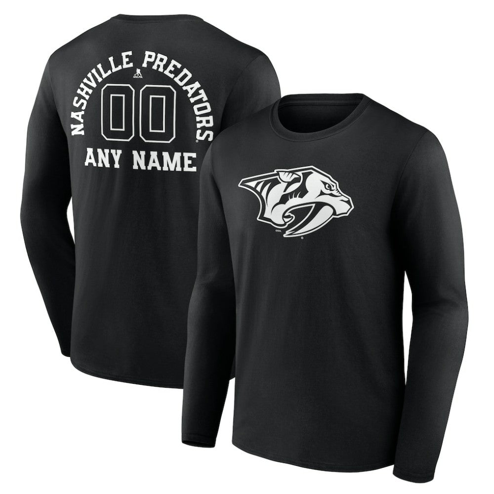 Nashville Predators Personalized Name & Number Monochrome Long Sleeve T-Shirt - Black - NHL 201281512