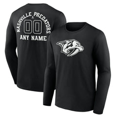 Nashville Predators Personalized Name & Number Monochrome Long Sleeve T-Shirt - Black - NHL 201281512