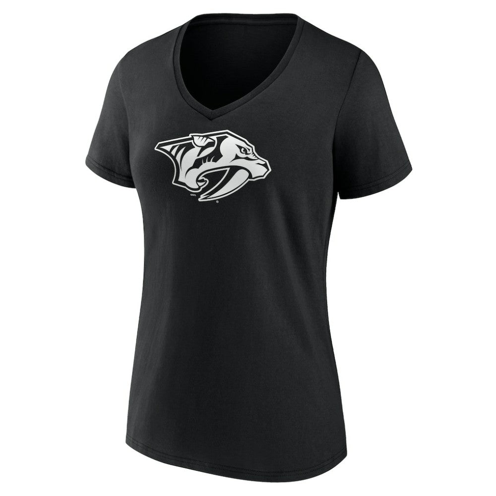 Nashville Predators Women's Personalized Name & Number Monochrome V-Neck T-Shirt - Black - NHL 201281517