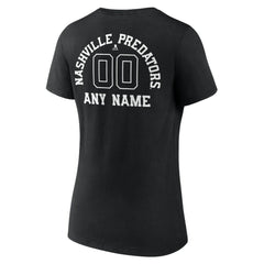 Nashville Predators Women's Personalized Name & Number Monochrome V-Neck T-Shirt - Black - NHL 201281517