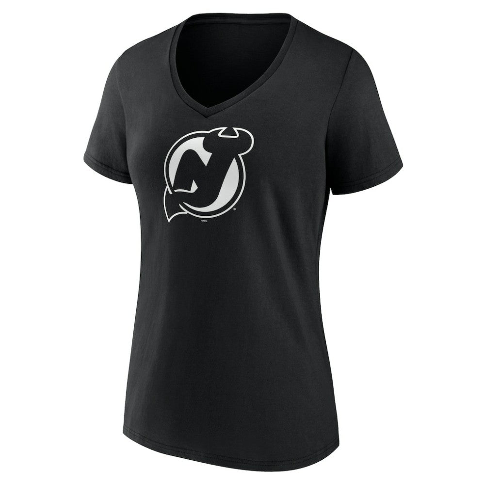 New Jersey Devils Women's Personalized Name & Number Monochrome V-Neck T-Shirt - Black - NHL 201281523