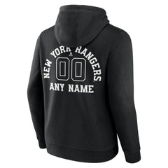 New York Rangers Personalized Name & Number Monochrome Pullover Hoodie - Black - NHL 201281531