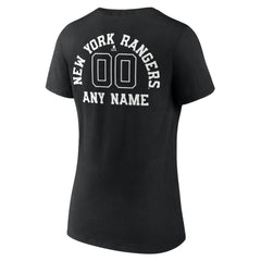 New York Rangers Women's Personalized Name & Number Monochrome V-Neck T-Shirt - Black - NHL 201281535