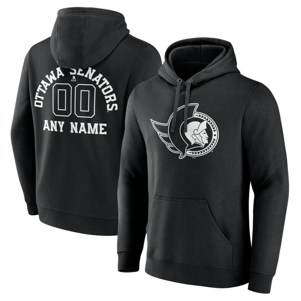 Ottawa Senators Personalized Name & Number Monochrome Pullover Hoodie - Black - NHL 201281537