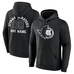 Ottawa Senators Personalized Name & Number Monochrome Pullover Hoodie - Black - NHL 201281537