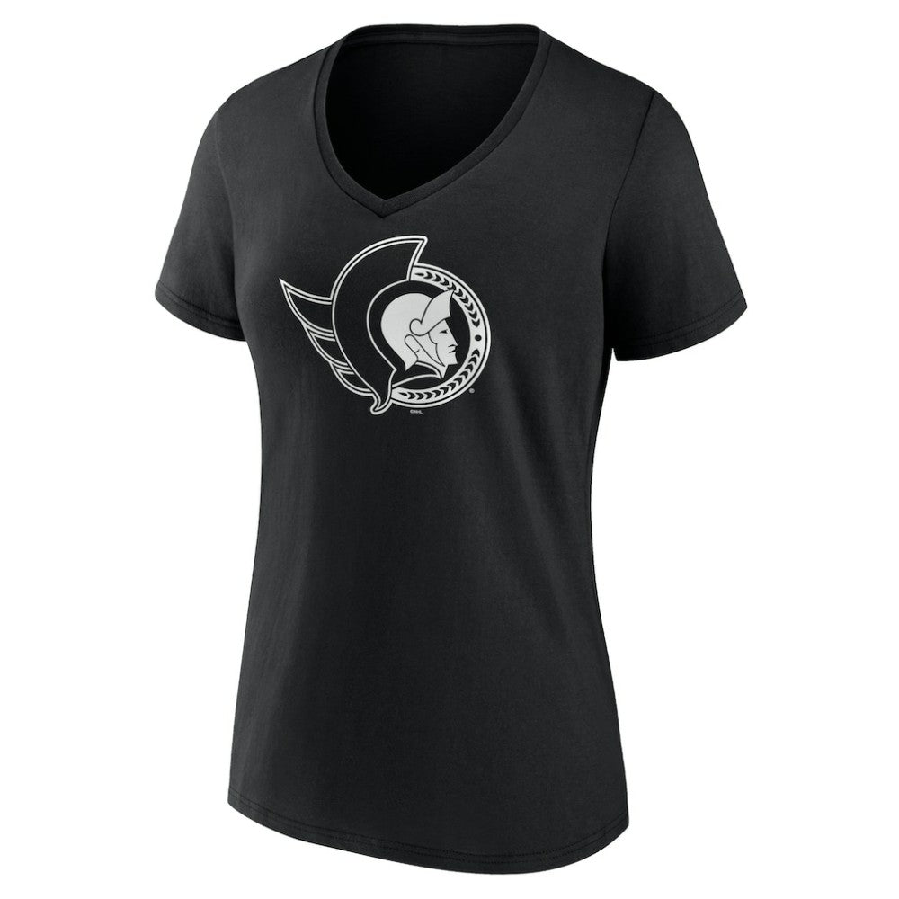 Ottawa Senators Women's Personalized Name & Number Monochrome V-Neck T-Shirt - Black - NHL 201281541