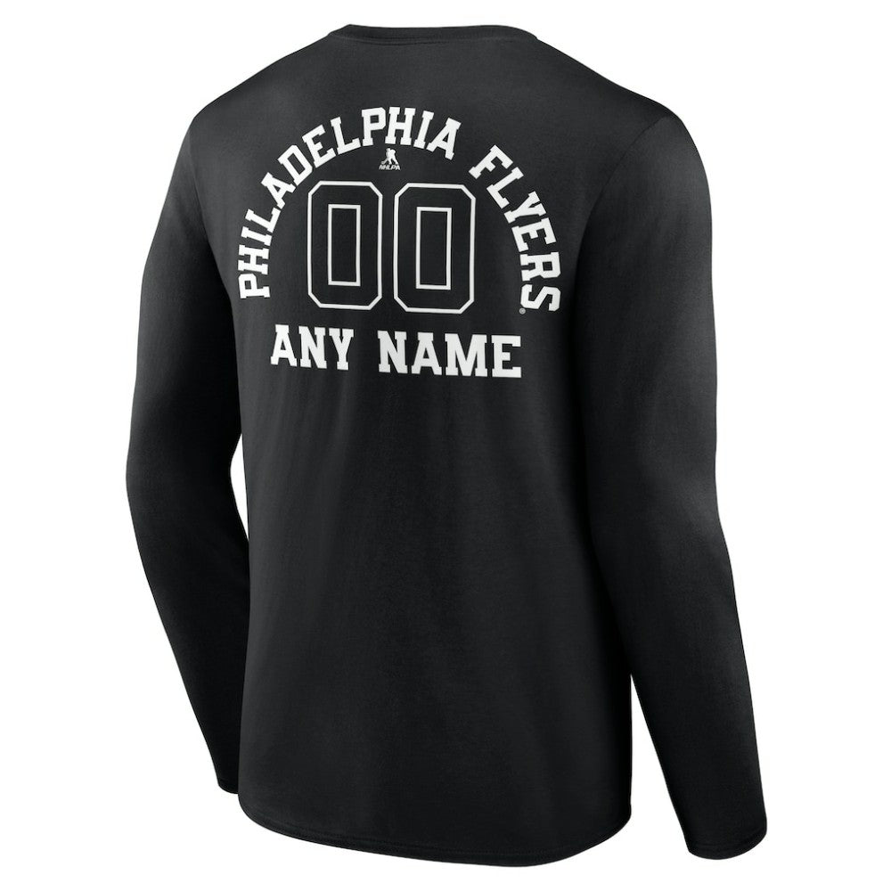 Philadelphia Flyers Personalized Name & Number Monochrome Long Sleeve T-Shirt - Black - NHL 201281542