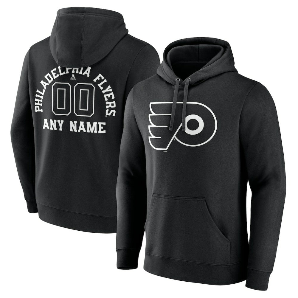 Philadelphia Flyers Personalized Name & Number Monochrome Pullover Hoodie - Black - NHL 201281543