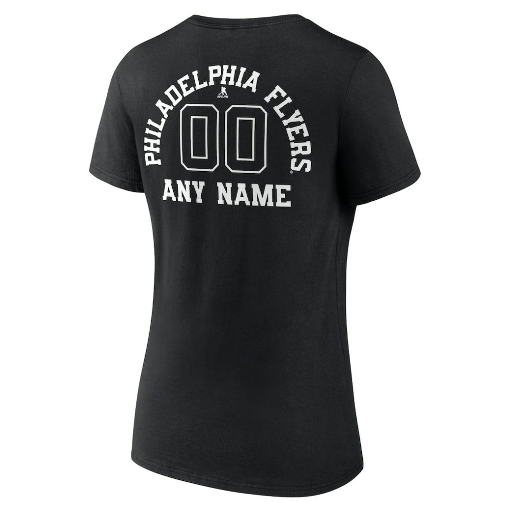 Philadelphia Flyers Women's Personalized Name & Number Monochrome V-Neck T-Shirt - Black - NHL 201281547